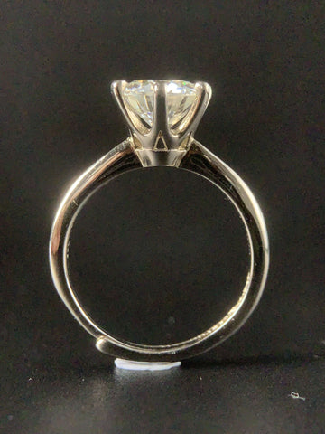 1-carat classic six-prong solitaire sterling silver Moissanite Stone Ring
