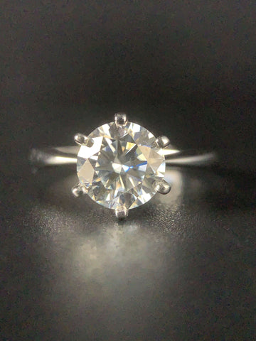 1-carat classic six-prong solitaire sterling silver Moissanite Stone Ring