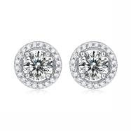 Round Cake Zircon Earrings 925 Silver