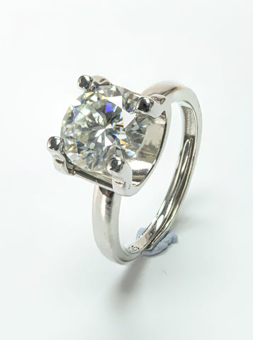 3 Carat Classic Bull Head 925 Silver Moissanite Stone Ring