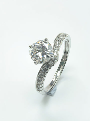 1 Carat Princess Crown 925 Silver Moissanite Stone Ring