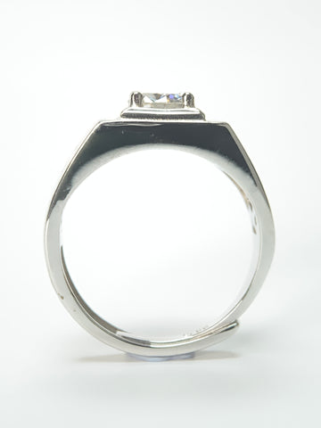 1 Carat Square Diamond Men's Ring laboratory-created & 925 Silver