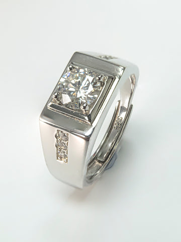 1 Carat Square Diamond Men's Ring laboratory-created & 925 Silver