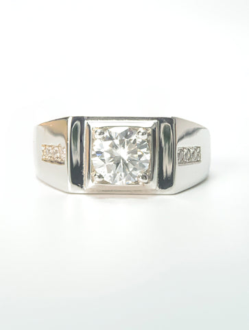 1 Carat Square Diamond Men's Ring laboratory-created & 925 Silver