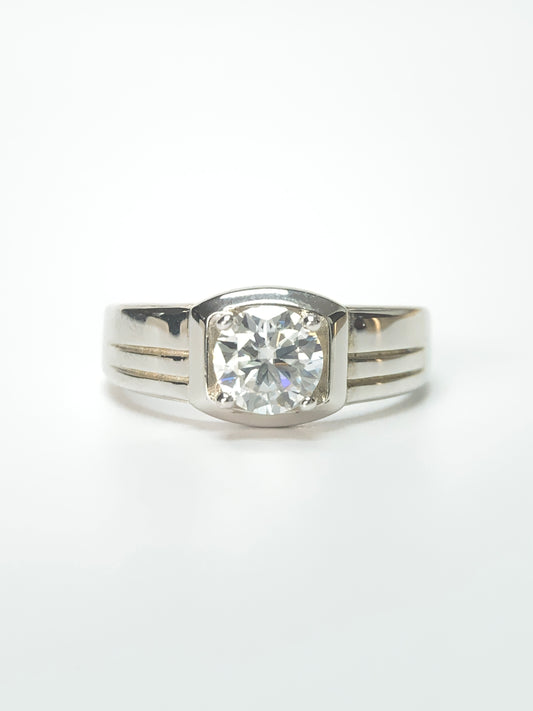 1 Carat Fashion Men's Ring Lab Created Diamond & 925 Silver