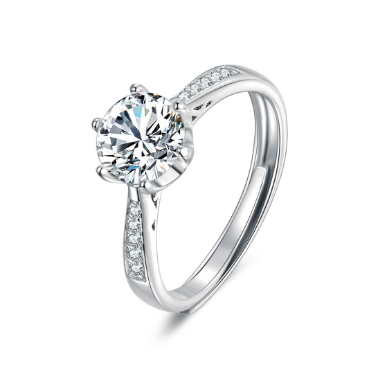 1 Carat Luxury 925 Silver Moissanite Stone Ring