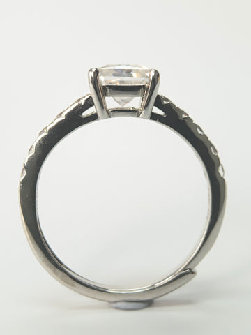 1 Carat Princess Square 925 Silver Moissanite Stone Ring