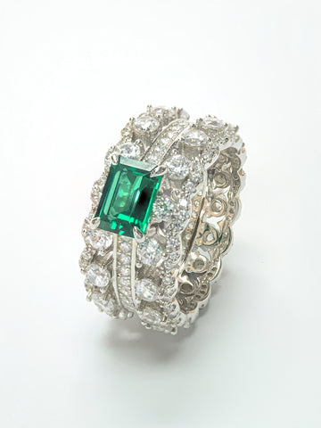 Timeless Elegance Lab-Created Diamond and Emerald Ring