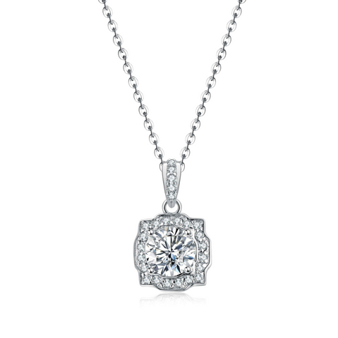 1 Carat Necklace with Moissanite Stone & 925 Silver Pendant