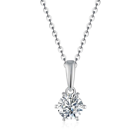 Three-carat Classic Six-prong Moissanite Stone & 925 Silver Pendant