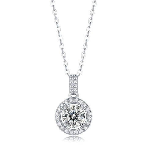One-carat Luxury Round Cake Moissanite Stone & 925 Silver Pendant