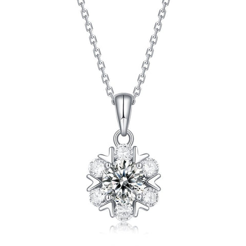 One-carat Romantic Snowflake Moissanite Stone & 925 Silver Pendant