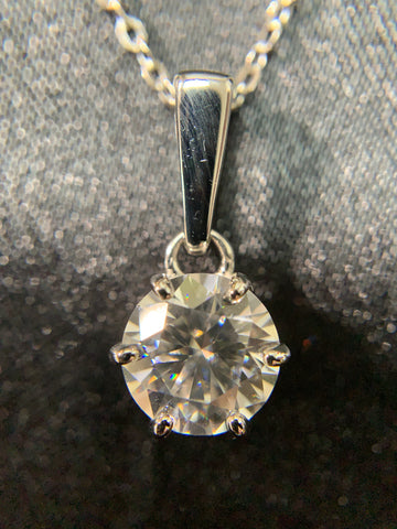 Three-carat Classic Six-prong Moissanite Stone & 925 Silver Pendant